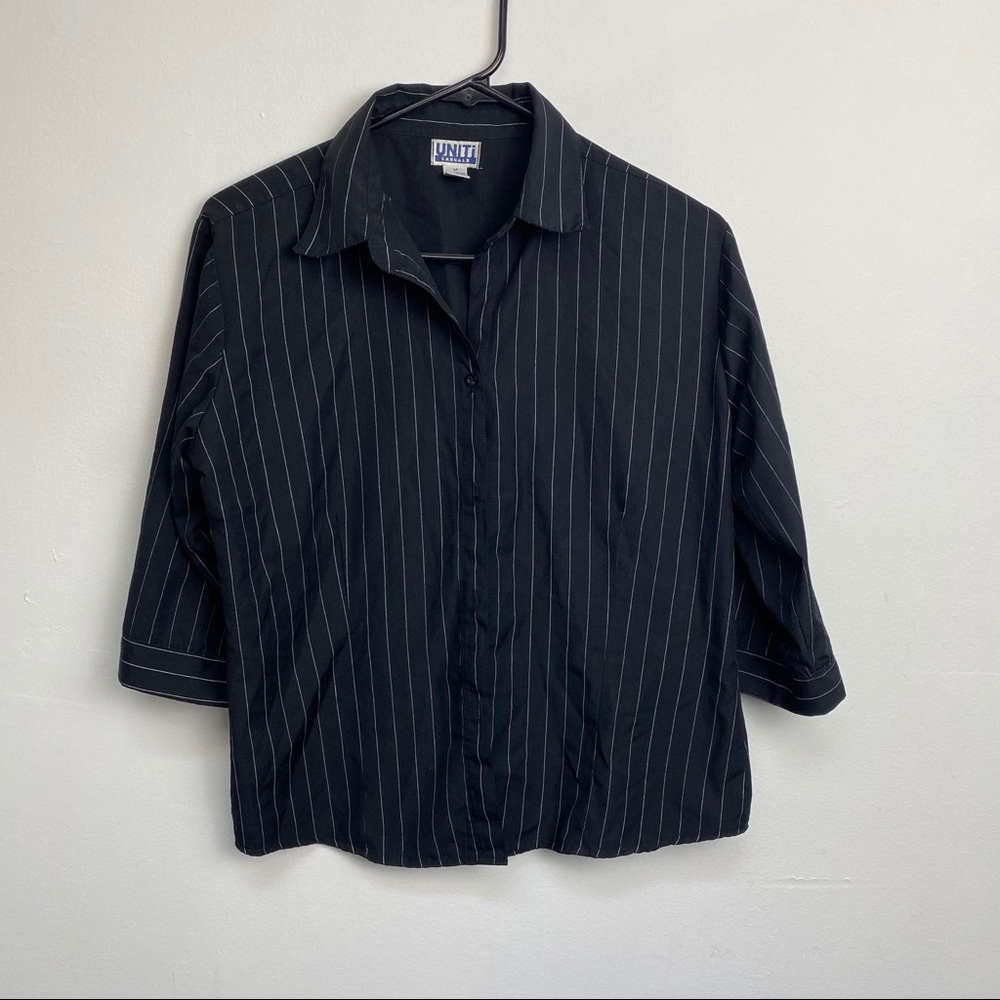 Vintage Striped Button Down 3/4 Sleeve